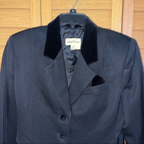 John Weitz Vintage Black Wool Velvet L Blazer Jacket - Picture 4 of 10